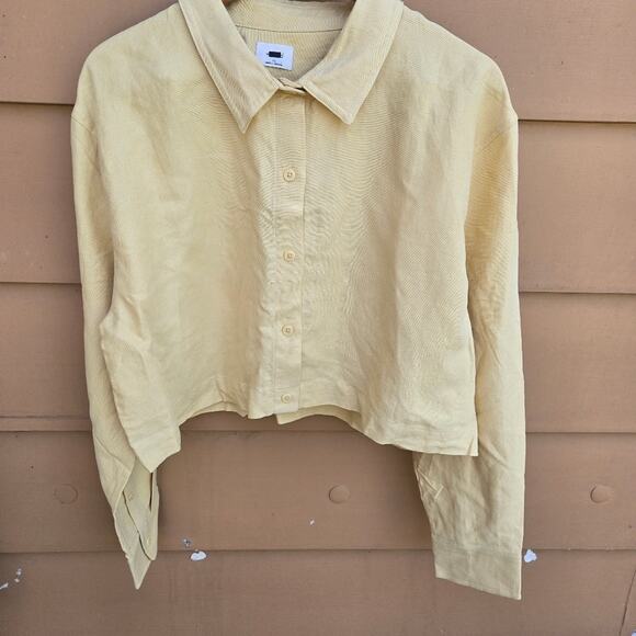 wilfred womens XL button cropped long sleeve shirt linen blend - Picture 1 of 12
